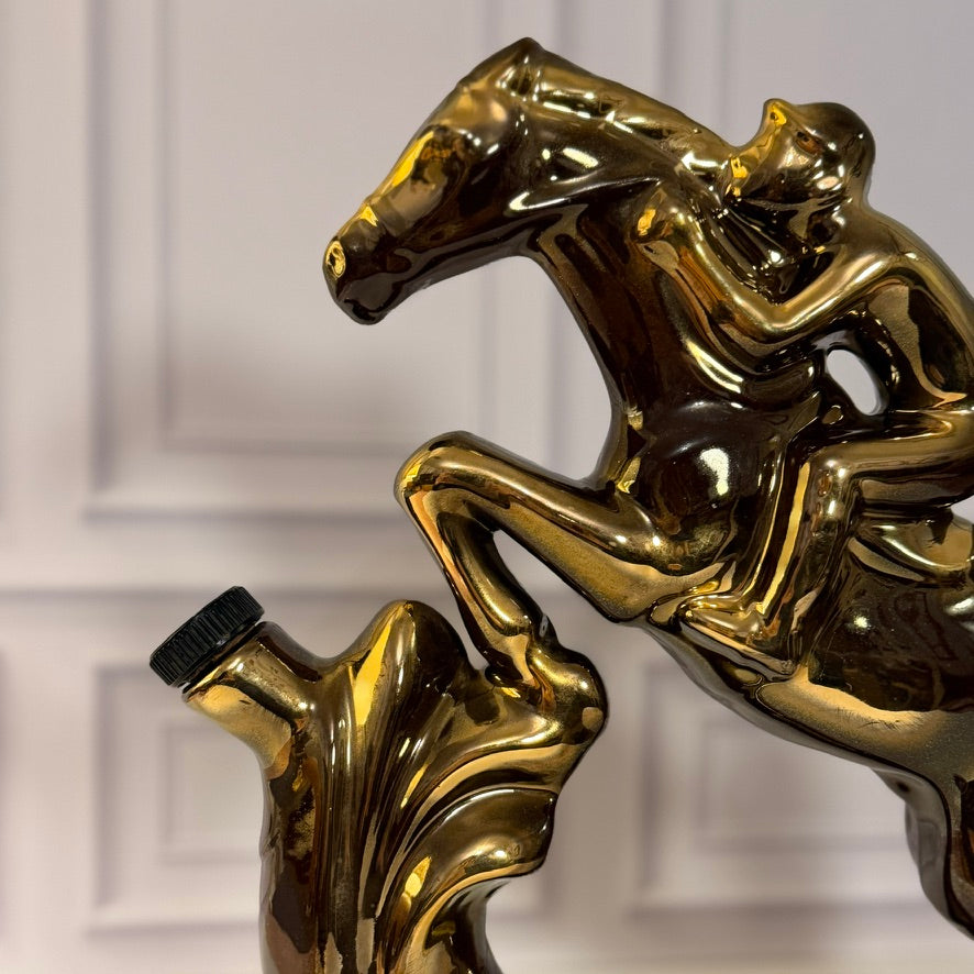 Vintage Garnier Paris Creme de Menthe Jockey and Horse Figural Decanter
