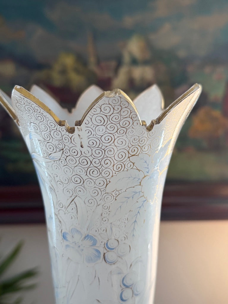Antique Scalloped Opaline Vase