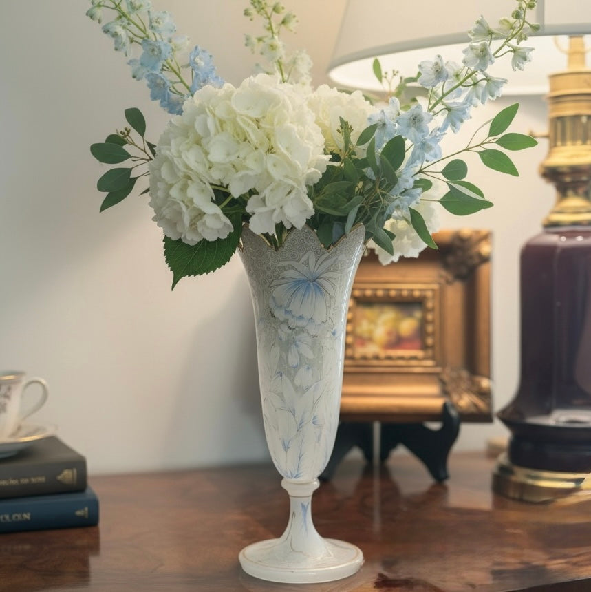Antique Scalloped Opaline Vase