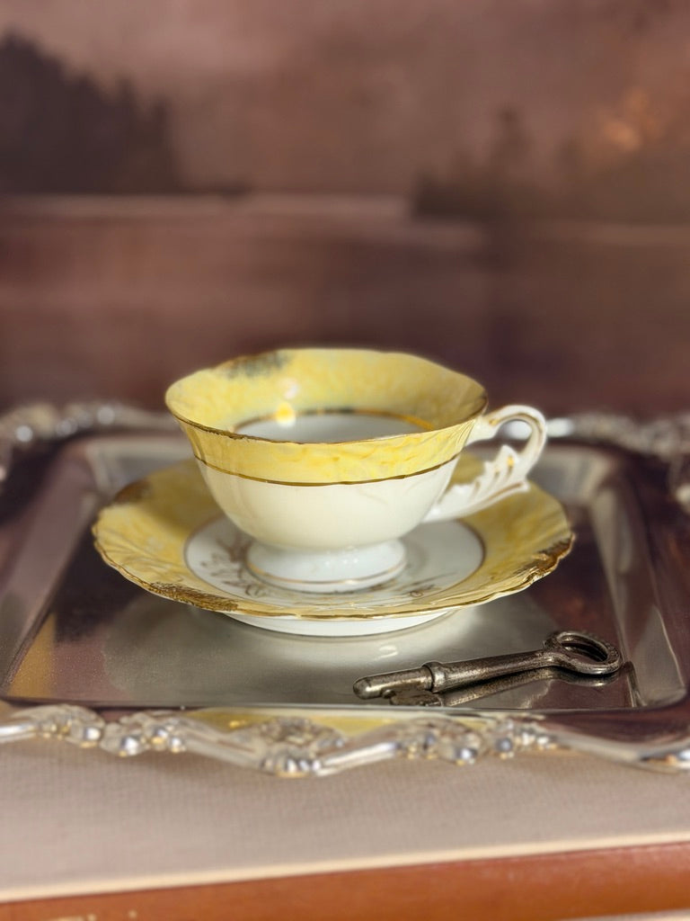 Vintage Yellow Lusterware Teacup, Made in Japan