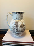 Antique Aesthetic Era Burgess & Leich Middleport England Brown White Pitcher