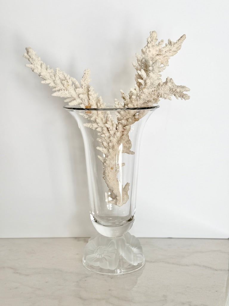 Vintage Gorham Lead Crystal Botanical Gardens Frosted Poppy Pedestal Vase