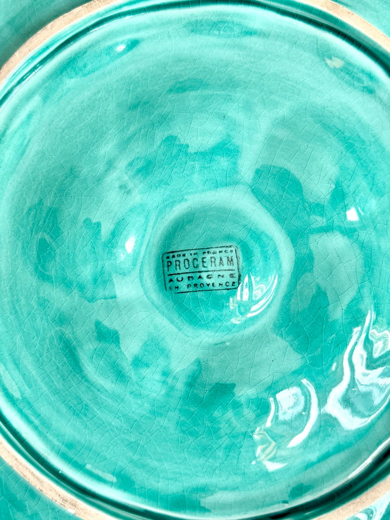 Vintage French Porcelain Turquoise Oyster Plate, 12"