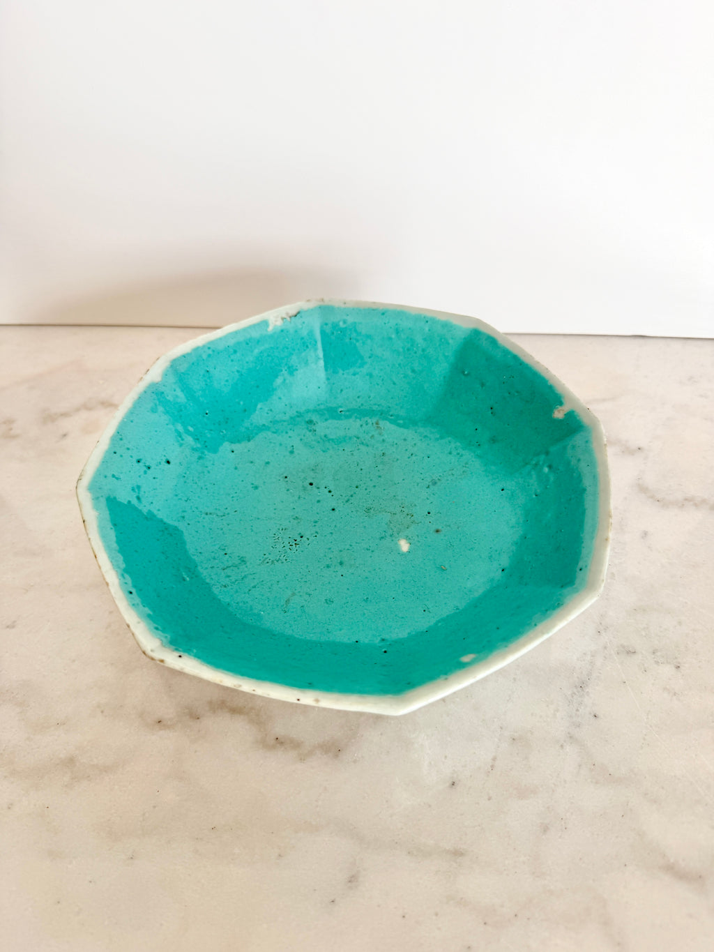 Antique Qing Dynasty Famille Rose Octagonal Bowl, 8"