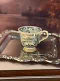 Antique RARE Green Transferware Mason's Vista Demitasse Teacup