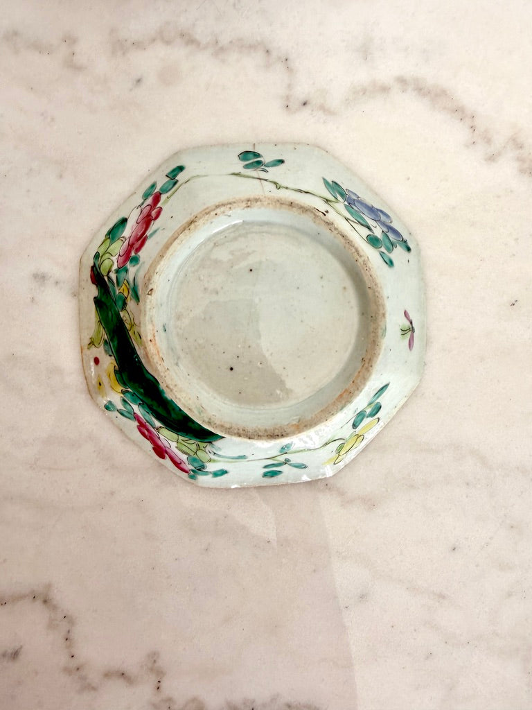 Antique Chinese Qing Dynasty Famille Rose Footed Rice Bowl, 6"