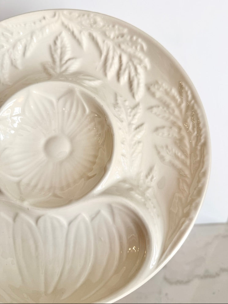 Vintage Secla Portugal Majolica Artichoke Plate in Ivory, 10"