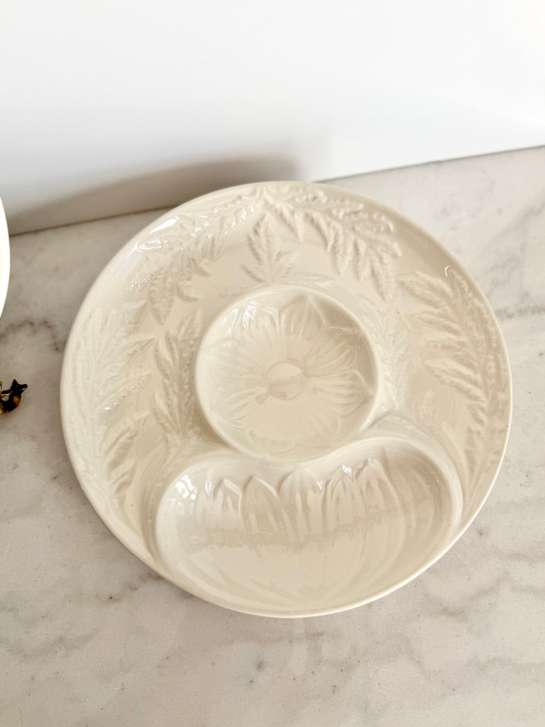 Vintage Secla Portugal Majolica Artichoke Plate in Ivory, 10"