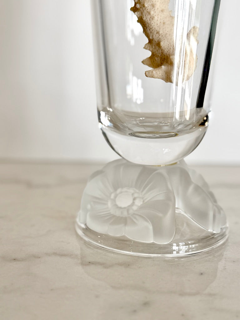 Vintage Gorham Lead Crystal Botanical Gardens Frosted Poppy Pedestal Vase