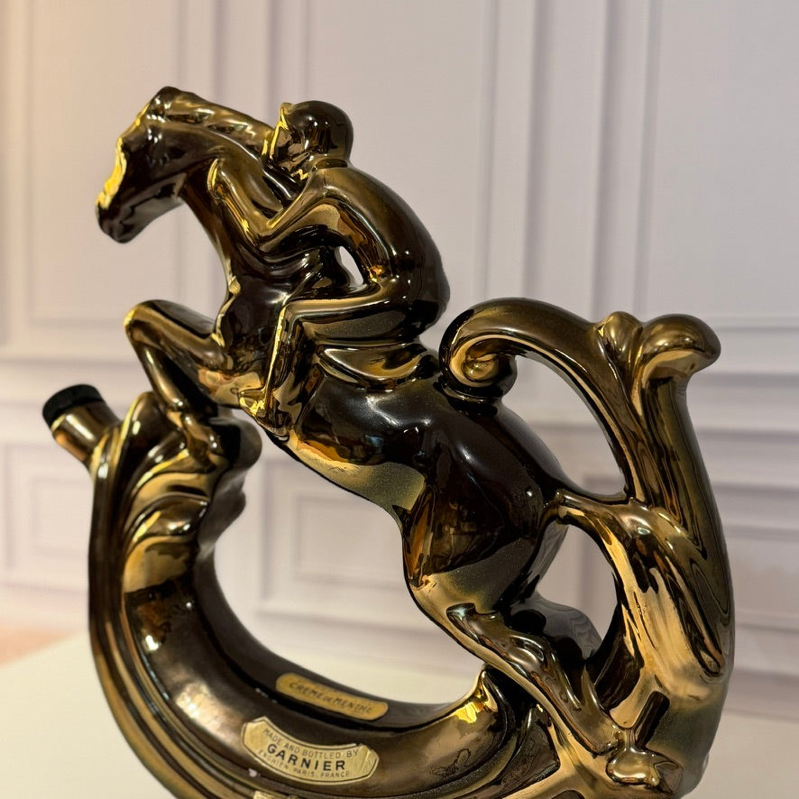 Vintage Garnier Paris Creme de Menthe Jockey and Horse Figural Decanter