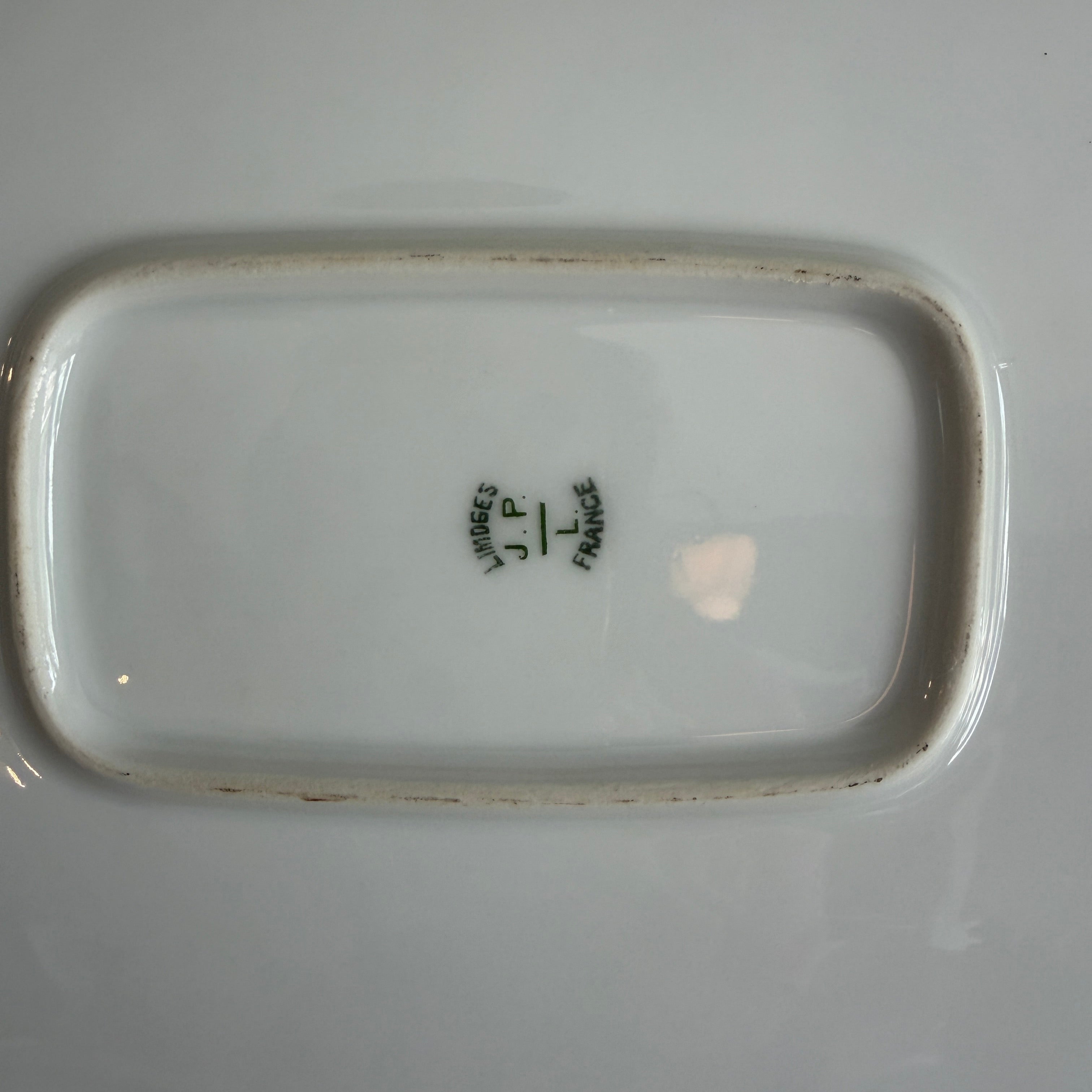 Antique c.1900 JPL Limoges France Porcelain Serving Platter 17"| Hand-painted Floral Trim with Gilt Gold Handles| POY125