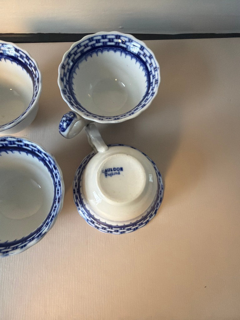 Antique Cauldon England Blue and White Demitasse Cups (set of 4)