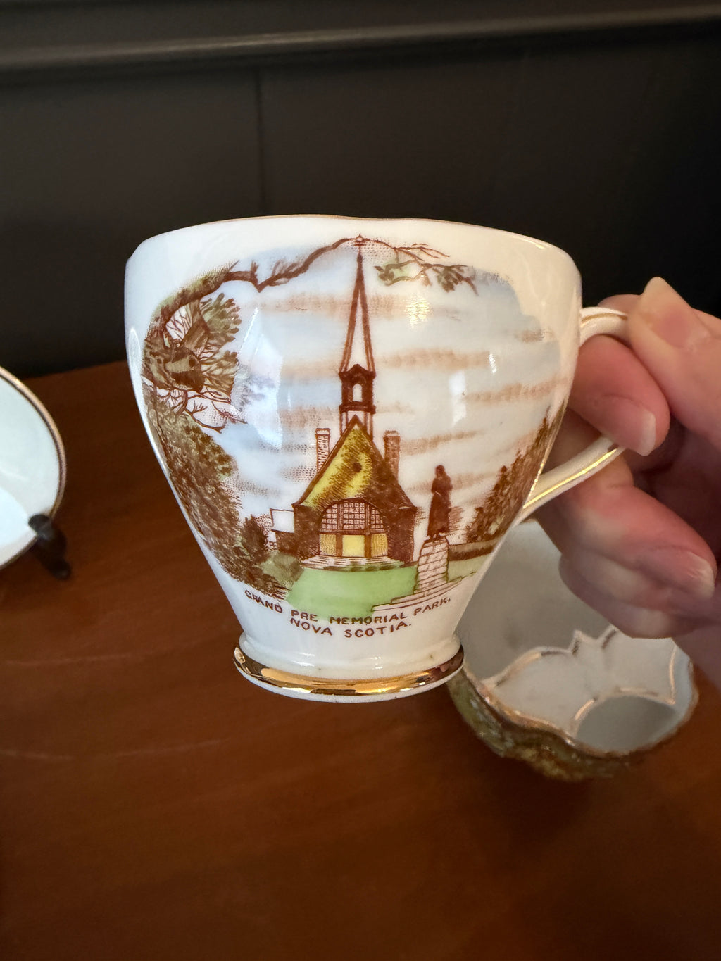 Vintage Royal Standard Souvenir Teacups and Saucer Grand Pré Memorial Park Nova Scotia