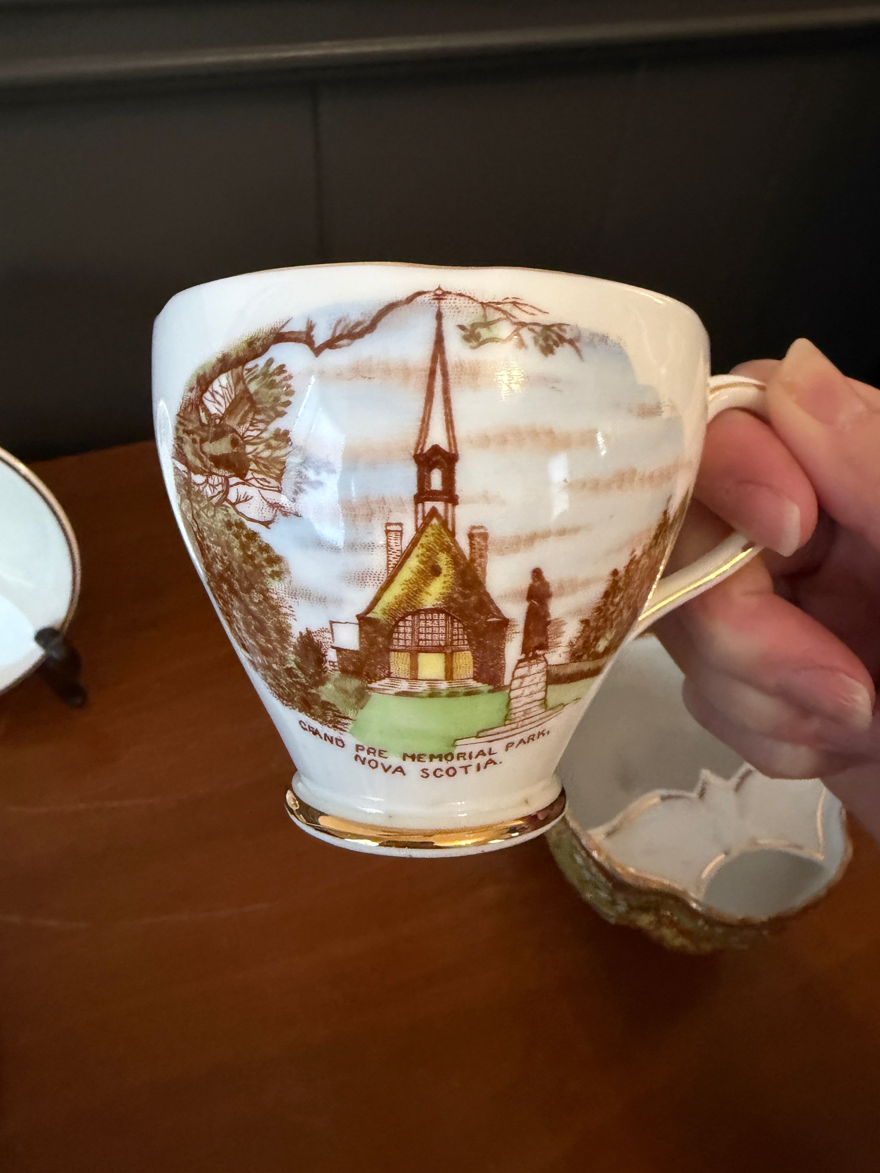 Vintage Royal Standard Souvenir Teacups and Saucer Grand Pré Memorial Park Nova Scotia