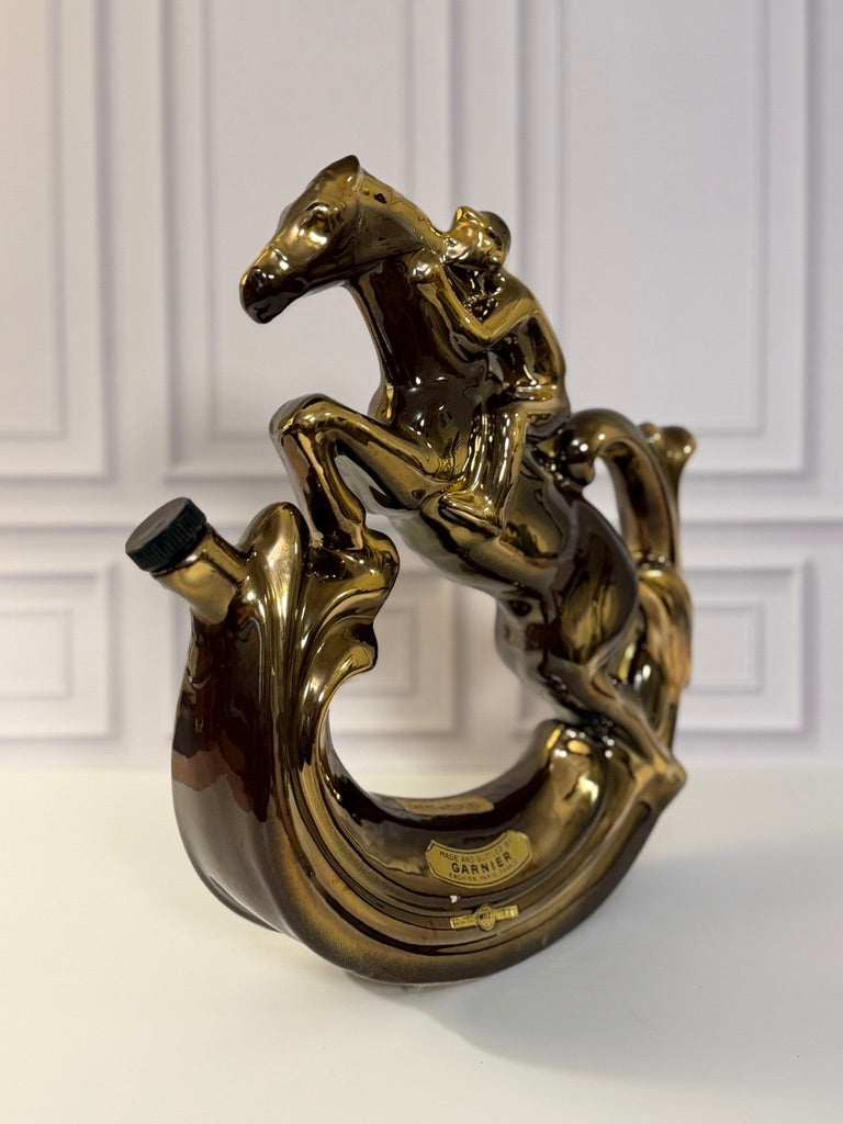 Vintage Garnier Paris Creme de Menthe Jockey and Horse Figural Decanter
