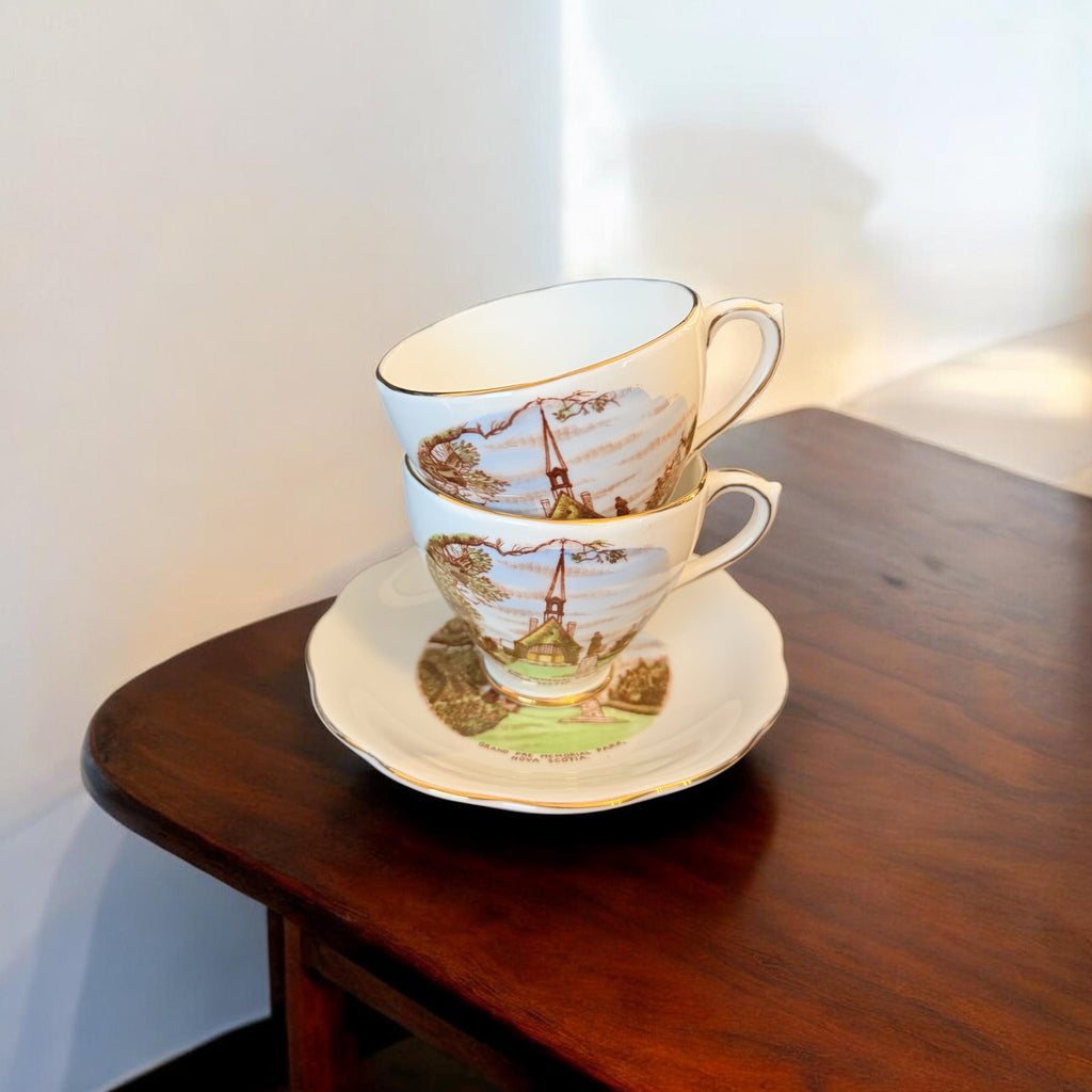 Vintage Royal Standard Souvenir Teacups and Saucer Grand Pré Memorial Park Nova Scotia