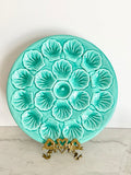 Vintage French Porcelain Turquoise Oyster Plate, 12"