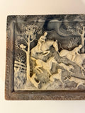 Vintage Italian Incolay Stone Box with Hunting Scene Motif