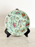 Antique Chinese Canton Famille Rose Celadon Plate 9.5"