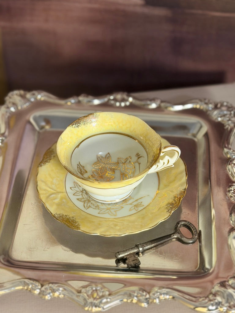Vintage Yellow Lusterware Teacup, Made in Japan