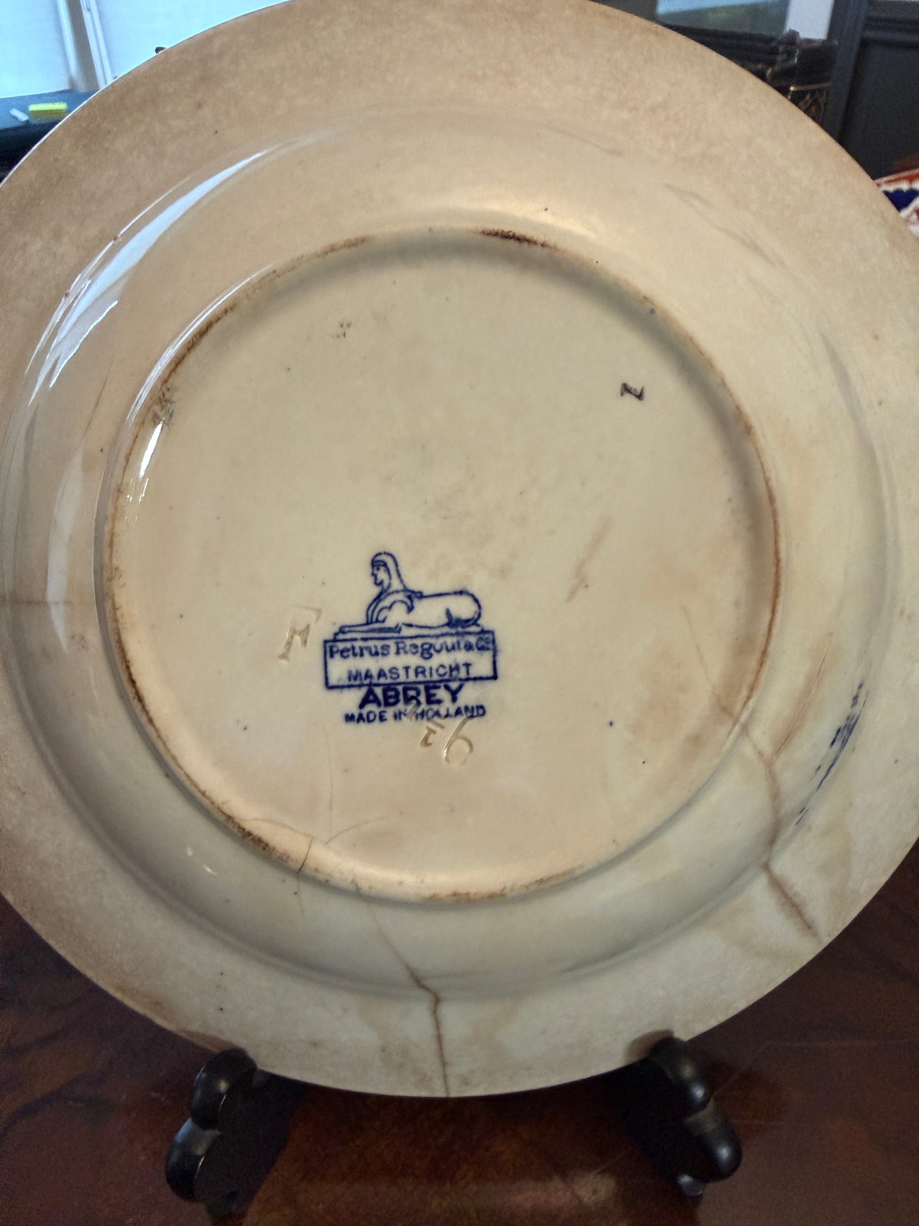 Antique 19th Century Petrus Regout Abbey Blue Transferware Bowl - 10”