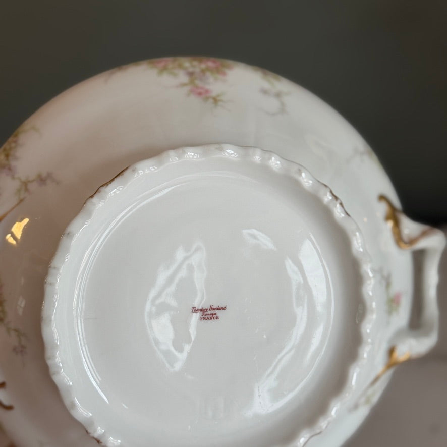 Antique Theodore Haviland Covered Round Vegetable Dish Schleiger 318