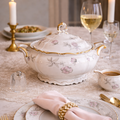 Vintage Edelstein Bavaria “Lydia” Porcelain Covered Vegetable Bowl Tureen | Hand-Painted Floral & Gold Trim | Made in Germany