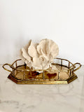 Vintage Brass Faux Bamboo Octagonal Tray, 14"