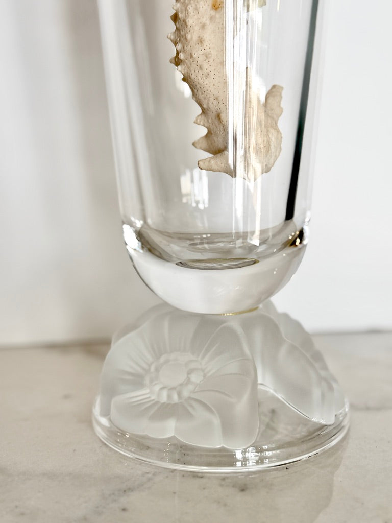 Vintage Gorham Lead Crystal Botanical Gardens Frosted Poppy Pedestal Vase