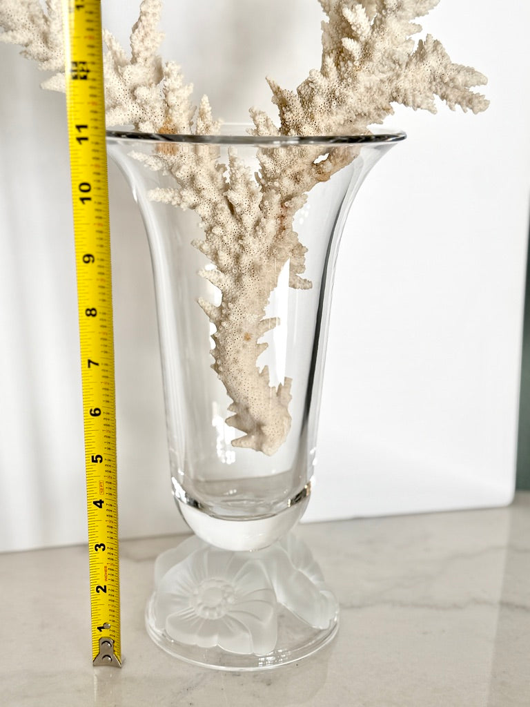 Vintage Gorham Lead Crystal Botanical Gardens Frosted Poppy Pedestal Vase