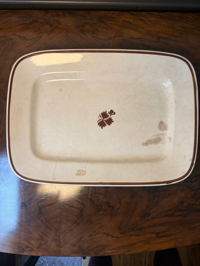 Alfred Meakin Tea Leaf Ironstone Serving Platter, England, Copper Tea Leaf Center