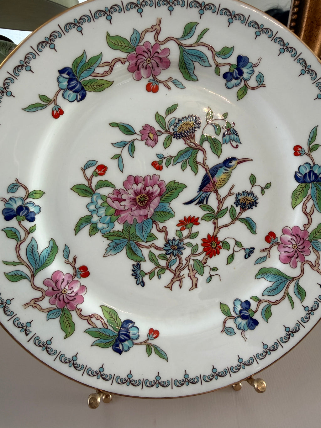 Aynsley “Pembroke” Bone China Plate Floral & Bird Motif - 8.5”