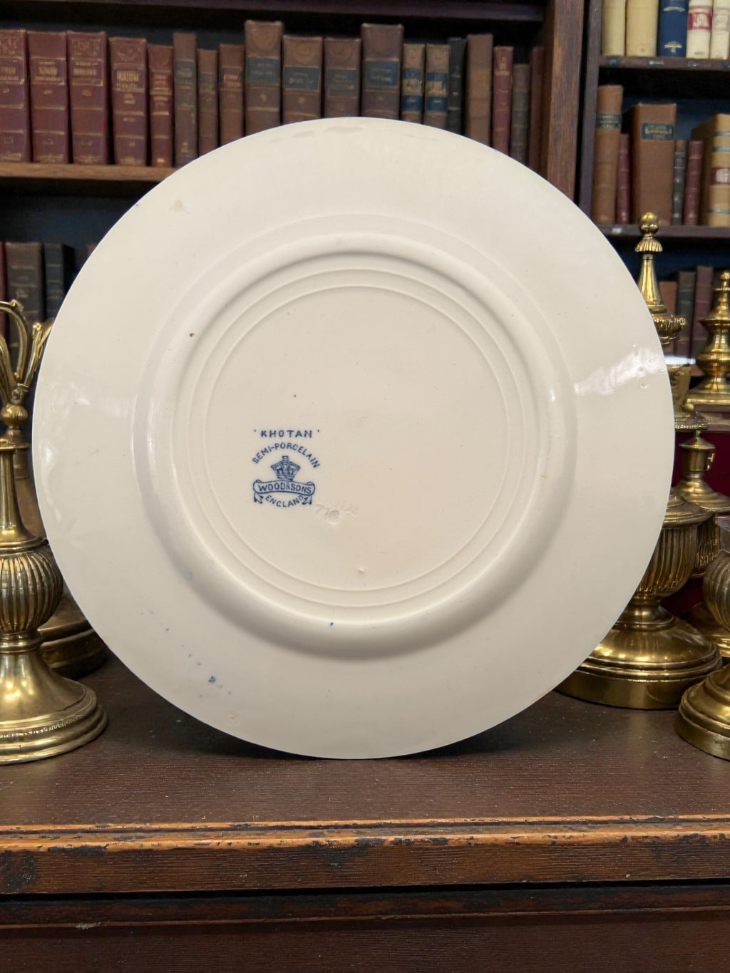 Wood & Sons Khotan Pattern Blue and White Semi-Porcelain Floral English Dinner Plate 8"