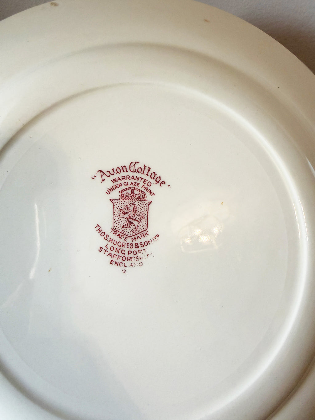 Vintage “Avon Cottage” Red Transferware Plate 10"