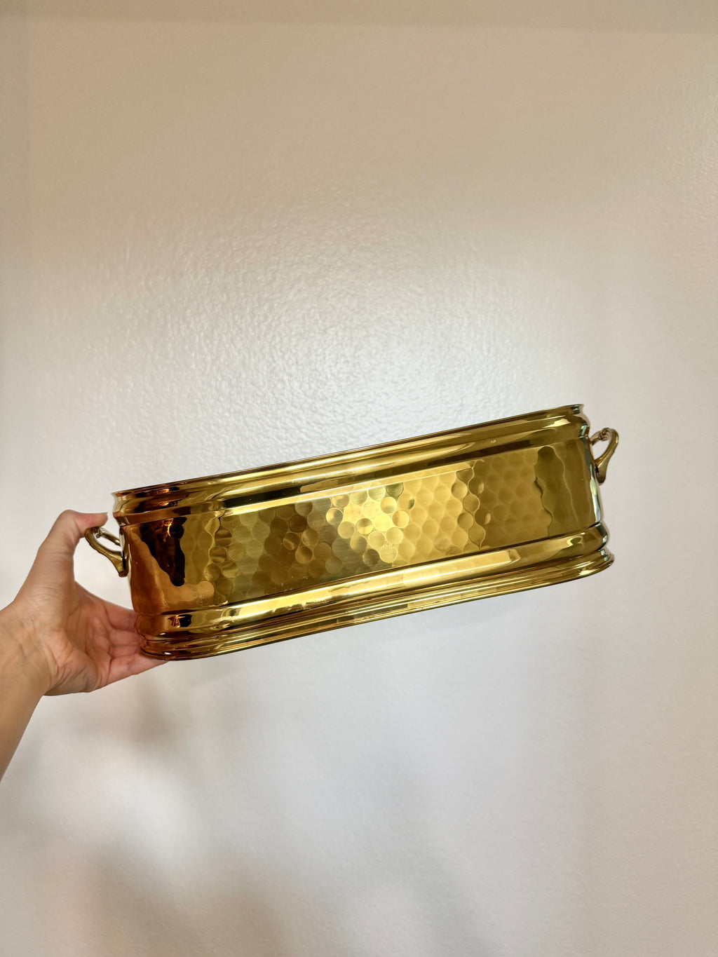Bristol Brass 13" Oval Brass Planter Pot Lacquered with Handles Made in USA