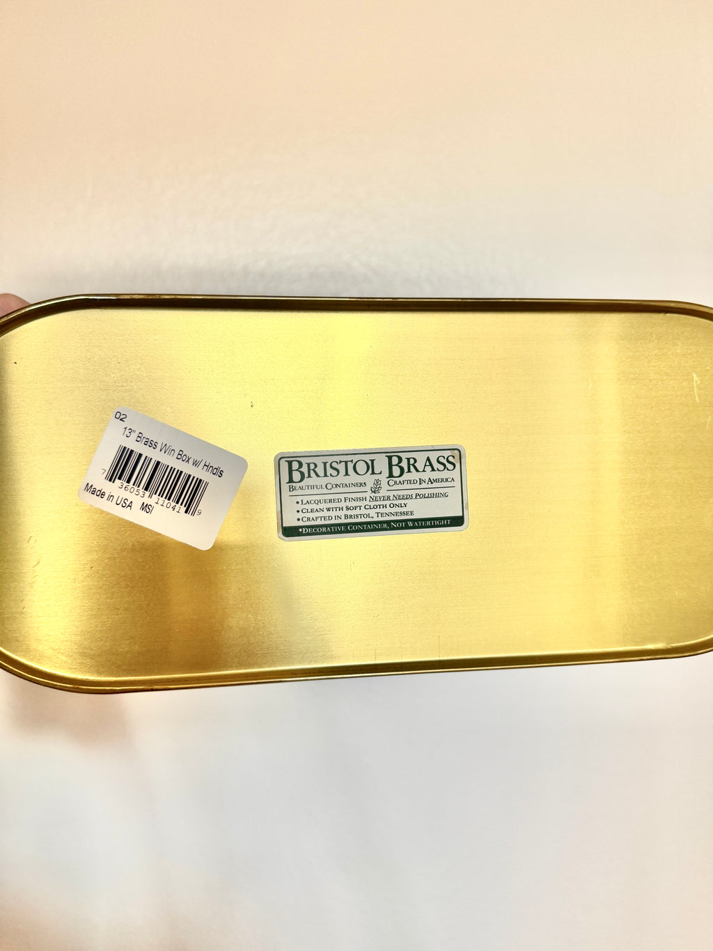 Bristol Brass 13" Oval Brass Planter Pot Lacquered with Handles Made in USA