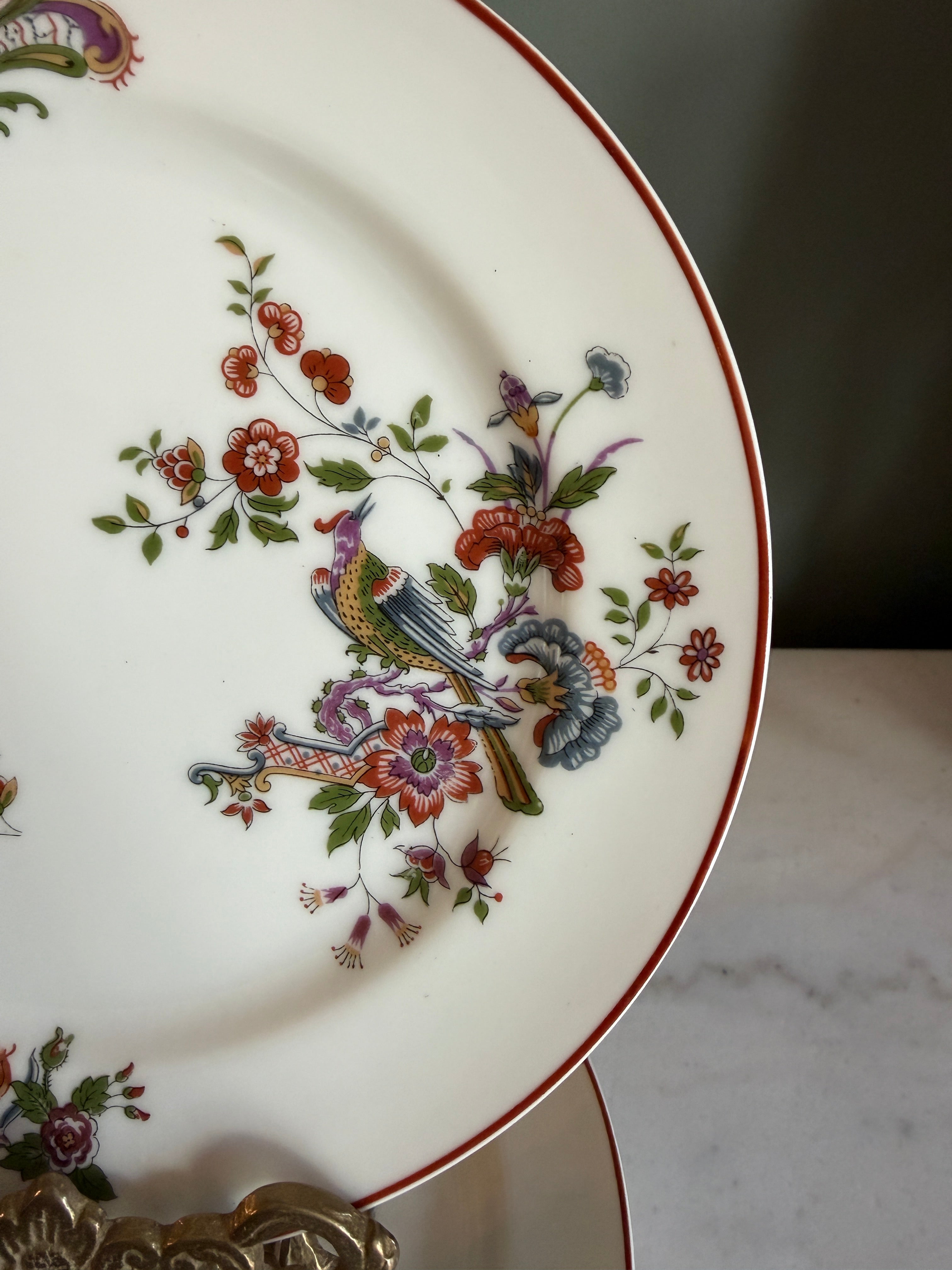 Antique Early 1900s Haviland Limoges France Schleiger 684-2 Floral Bird Porcelain Plates 7.5" - Set of 6