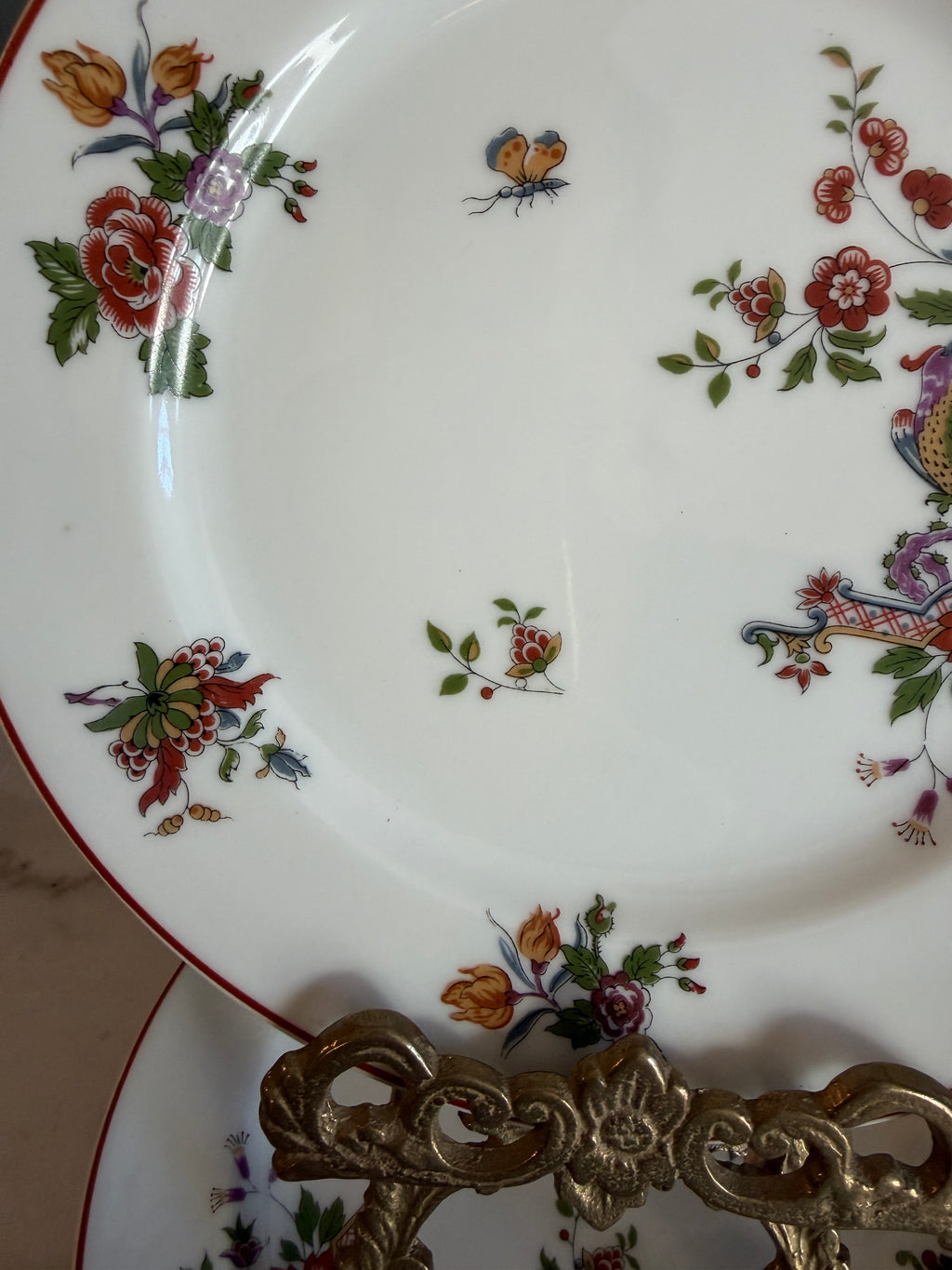 Antique Early 1900s Haviland Limoges France Schleiger 684-2 Floral Bird Porcelain Plates 7.5" - Set of 6