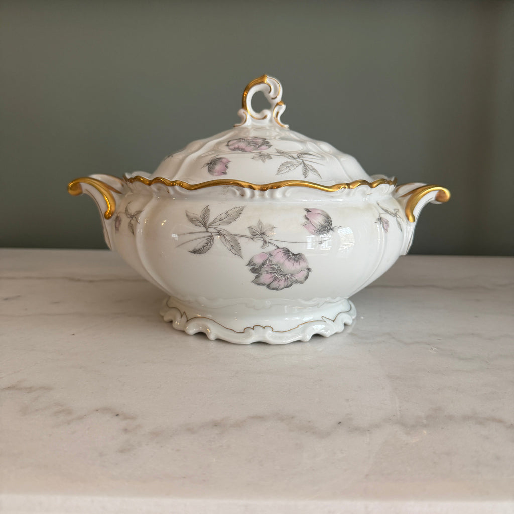 Vintage Edelstein Bavaria “Lydia” Porcelain Covered Vegetable Bowl Tureen | Hand-Painted Floral & Gold Trim | Made in Germany