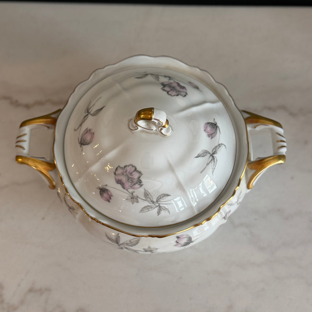 Vintage Edelstein Bavaria “Lydia” Porcelain Covered Vegetable Bowl Tureen | Hand-Painted Floral & Gold Trim | Made in Germany