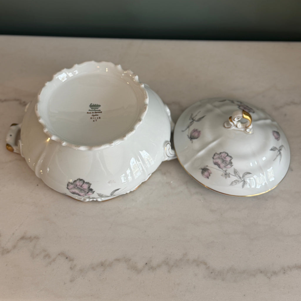 Vintage Edelstein Bavaria “Lydia” Porcelain Covered Vegetable Bowl Tureen | Hand-Painted Floral & Gold Trim | Made in Germany