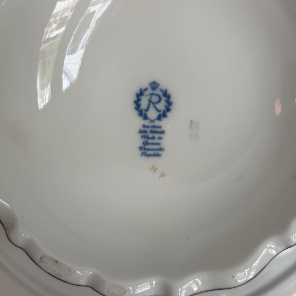 Antique Reichenbach Cobalt Blue Pedestal Cake Stand | Hand-Painted Floral, 24K Gold Trim