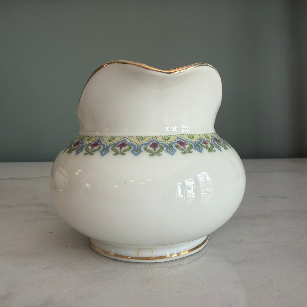 Antique c.1900 JPL Limoges France Porcelain Sugar Bowl and Creamer Set| Hand painted Floral Trim with Gilt Gold Handles| POY125