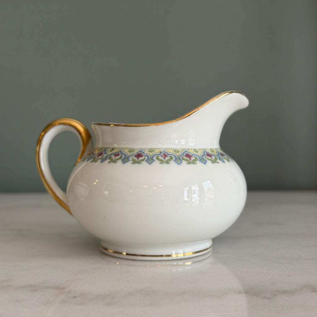 Antique c.1900 JPL Limoges France Porcelain Sugar Bowl and Creamer Set| Hand painted Floral Trim with Gilt Gold Handles| POY125