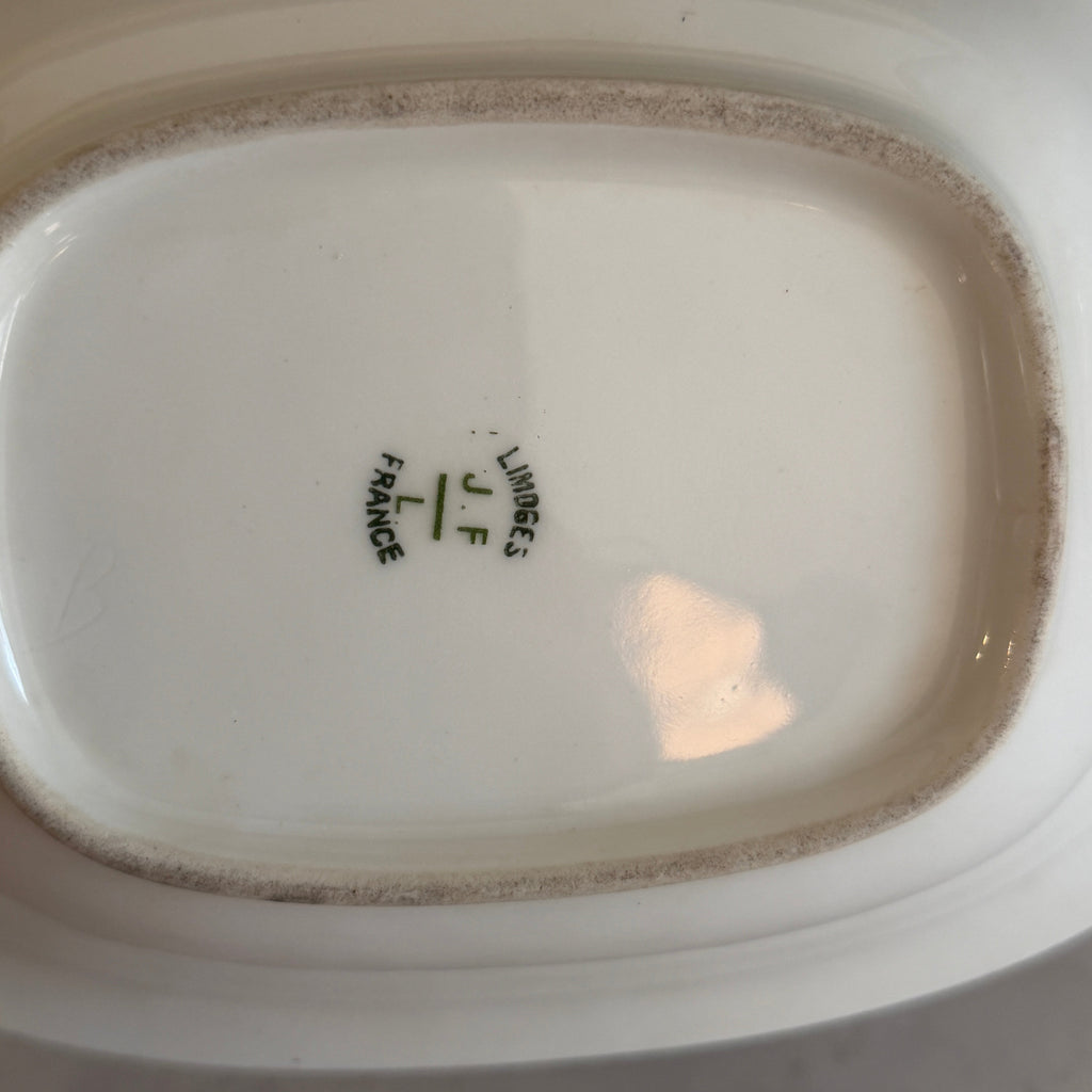 Antique c.1900 JPL Limoges France Serving Bowl 8"| Hand-Painted Floral and Gilt Gold Handles| POY125