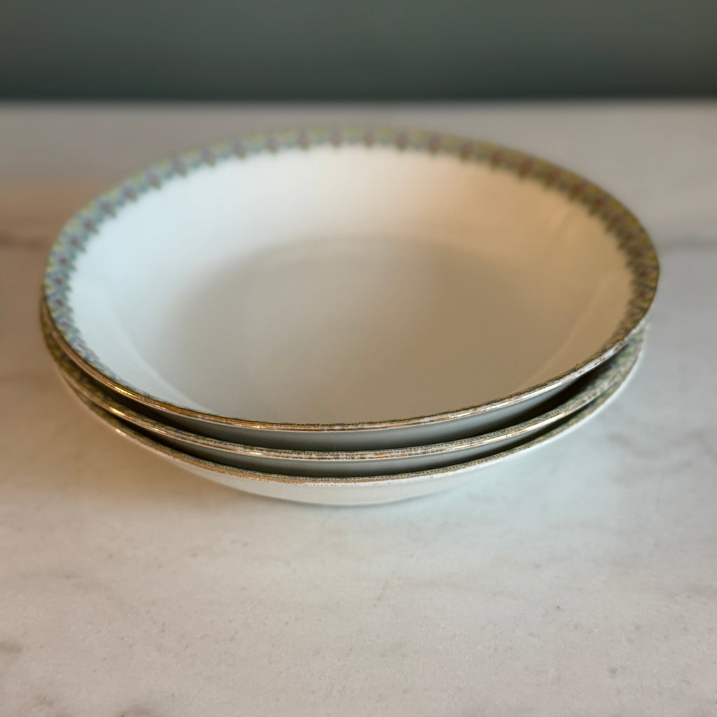 Antique c.1900 JPL Limoges France Porcelain Dessert Bowls 5" (Set of 3)| Hand-Painted Floral and Gilt Gold Rim| POY125
