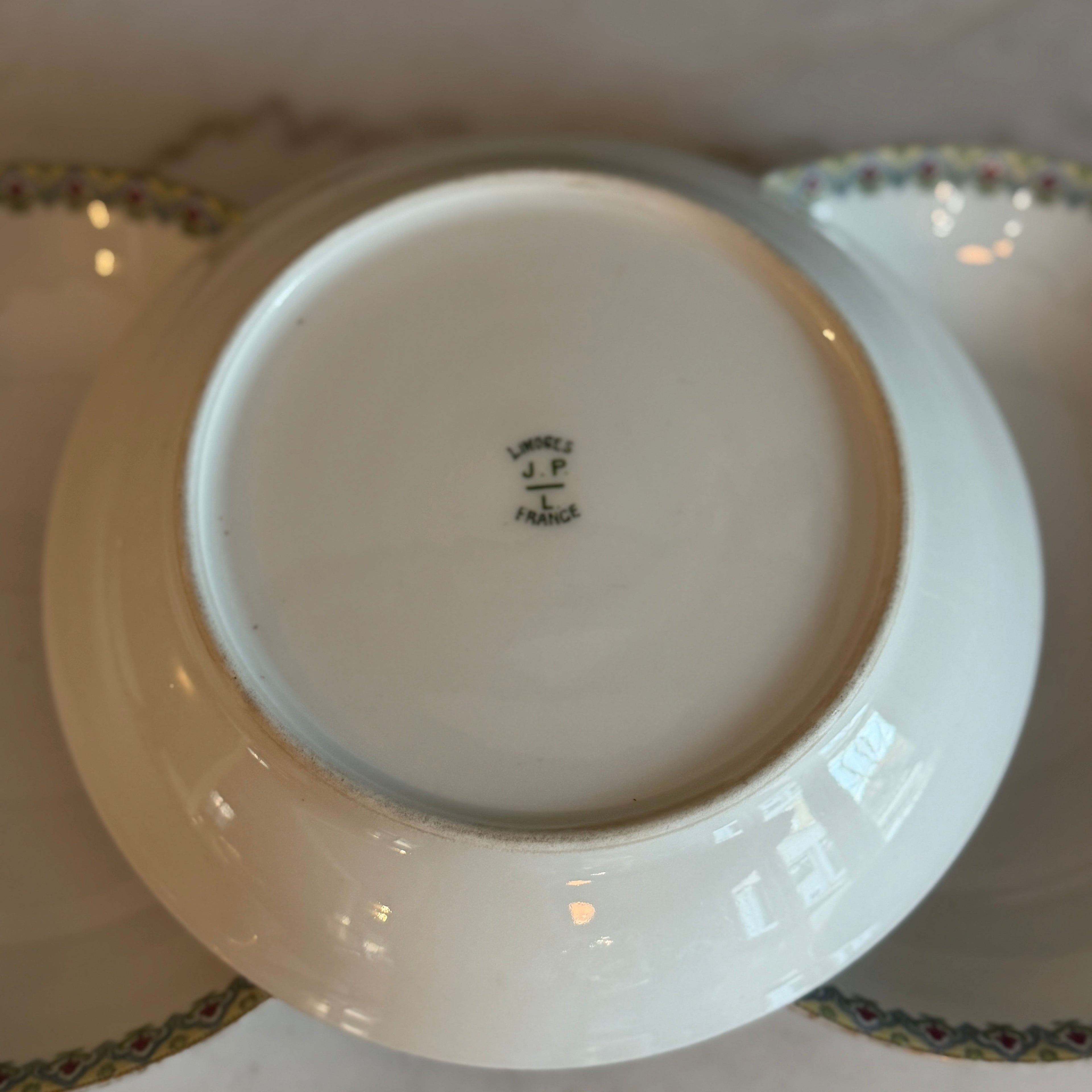 Antique c.1900 JPL Limoges France Porcelain Dessert Bowls 5" (Set of 3)| Hand-Painted Floral and Gilt Gold Rim| POY125