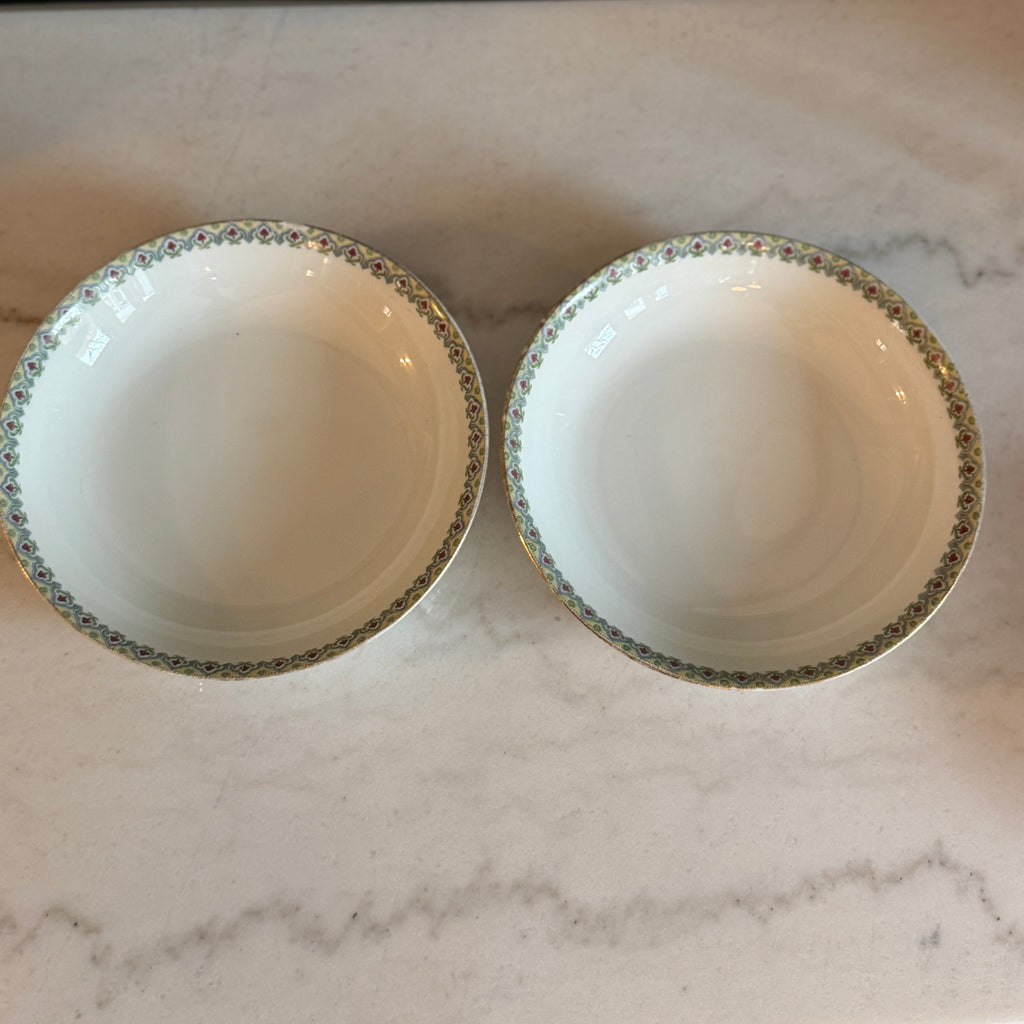 Antique c. 1900 JPL Limoges France Dessert Bowls 5" (Set of 2)| Hand-Painted Floral and Gilt Gold Border| POY125