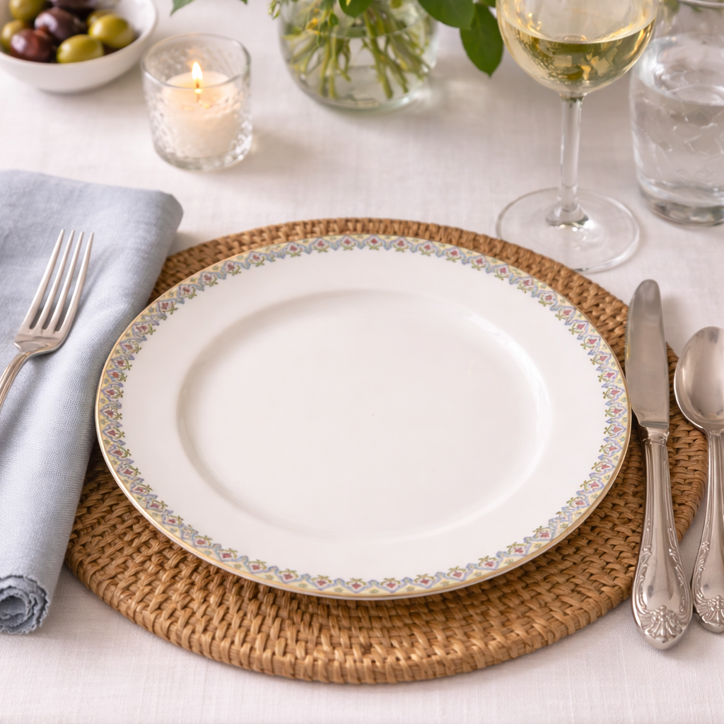 Antique c.1900 JPL Limoges France Porcelain Dinner Plate 9.5” (Set of 6)| Hand-Painted Floral and Gilt Gold Border | POY125