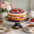 Antique Reichenbach Cobalt Blue Pedestal Cake Stand | Hand-Painted Floral, 24K Gold Trim